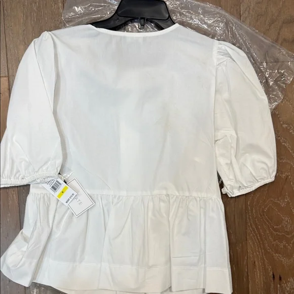 1. State Cream Short Sleeve Blouse with Button Detail - Picture 7 of 8